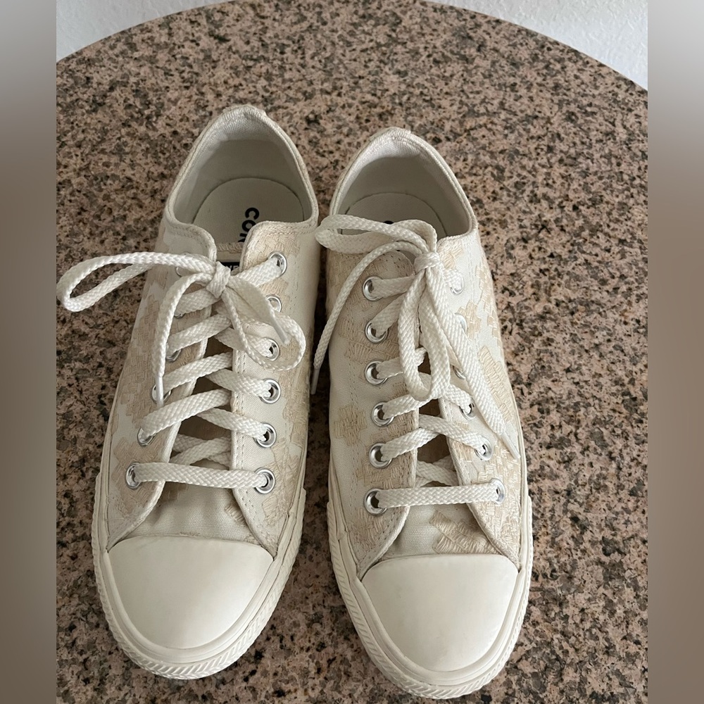 Converse Cream Canvas Low-Top Sneakers